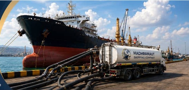 Ship and bunkering tanker at Mukalla Port